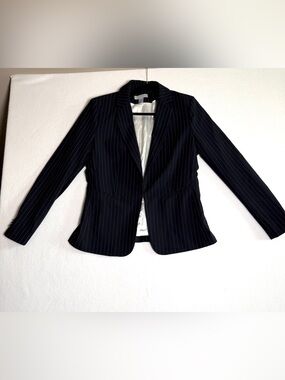 H&M Navy Pinstripe Blazer Jacket Size 12 Women's Business Casual